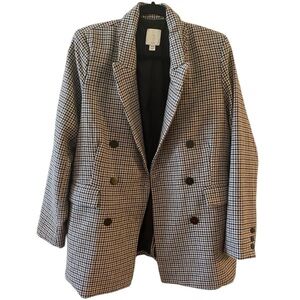JOIE Wool-Blend Double Breasted Houndstooth Blazer - M
